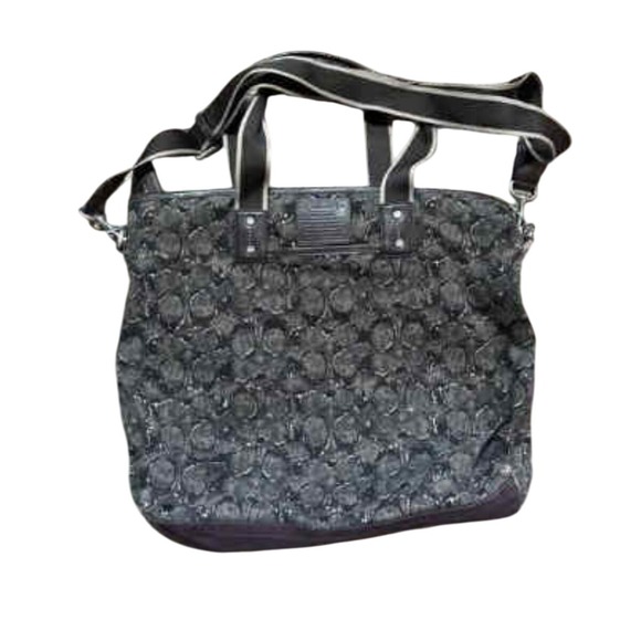 COACH Vintage Tote Bag Heritage Web Canvas Printed Web Print Olive khaki - Picture 1 of 7